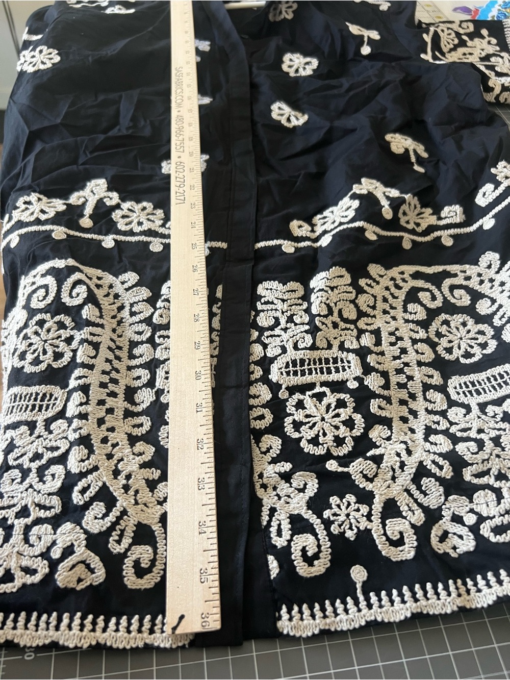 Anthropologie Maeve Black Mini Shirt Dress with Cream Embroidery - Picture 9 of 10